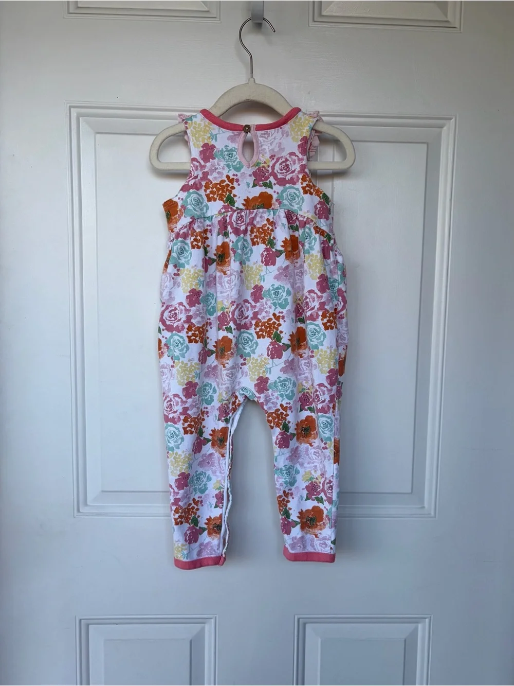 •Burt’s Bees Baby• Floral Ruffle Organic Cotton Romper - Size 18M